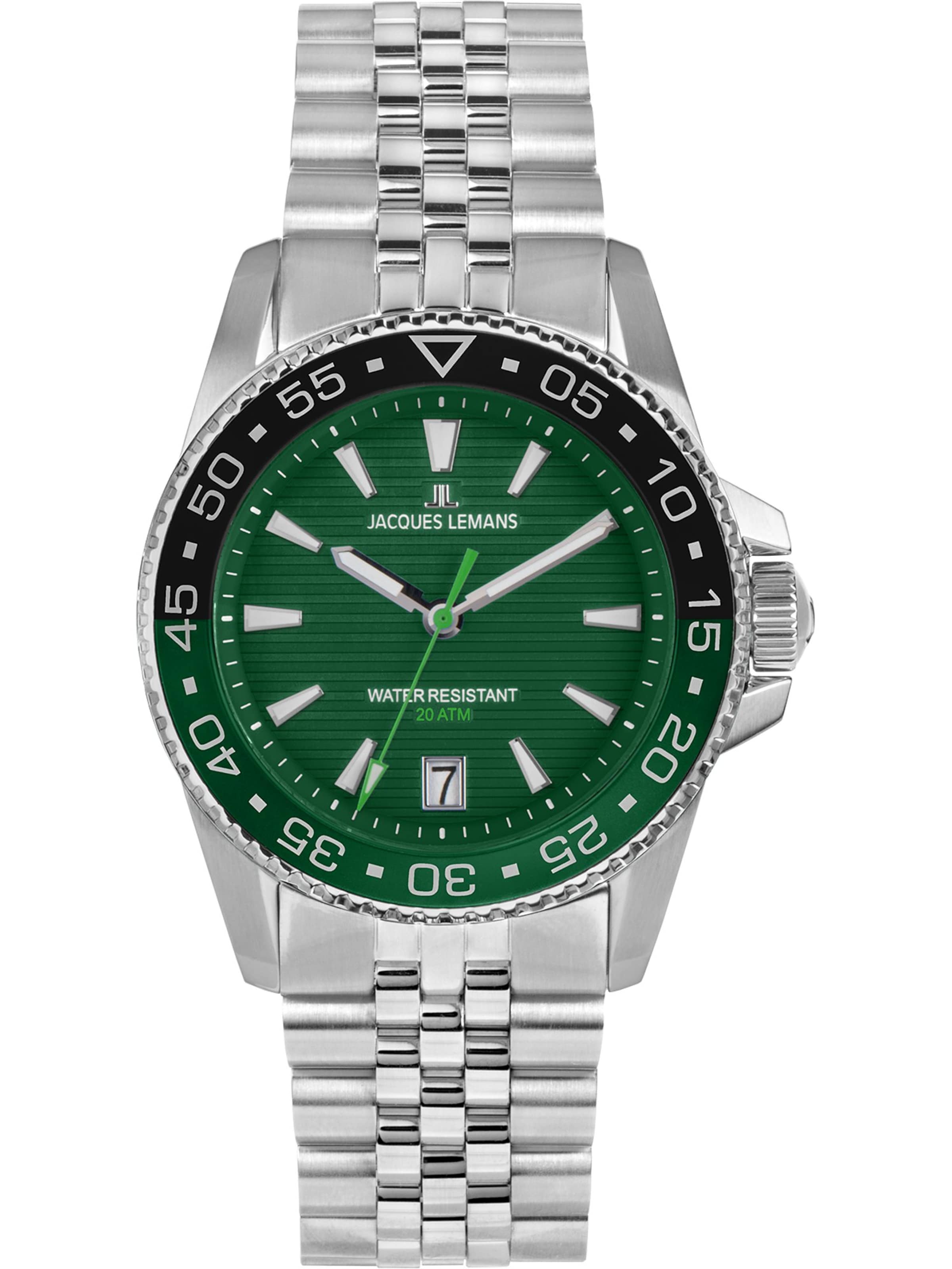 Jacques Lemans Uhr in Grün: Vorderseite