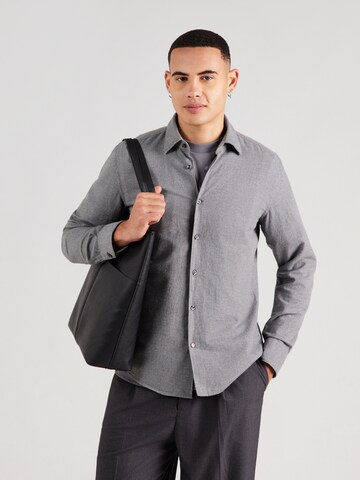 BOSS Slim Fit Hemd in Grau: Vorderseite