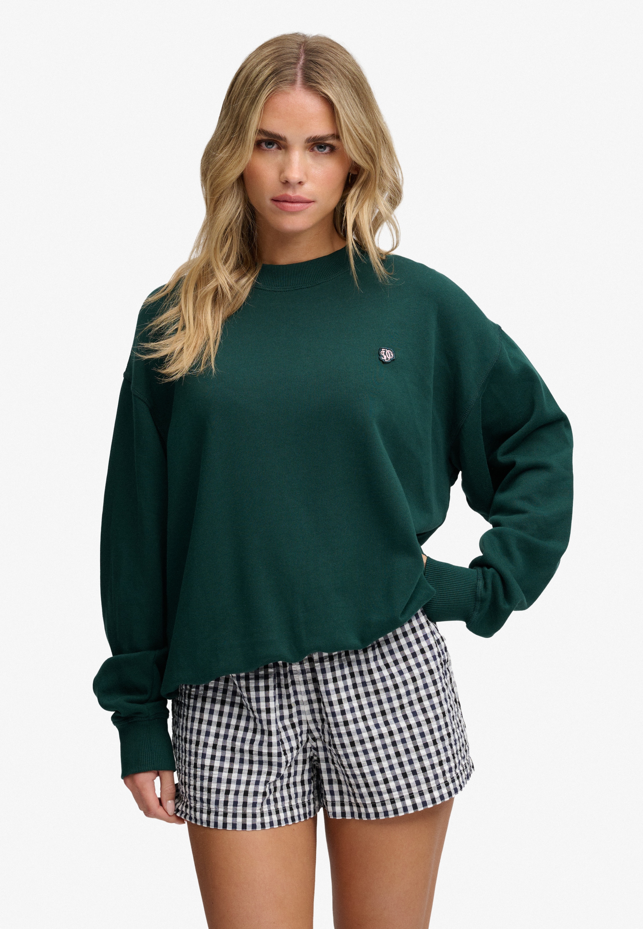 Sweat-shirt 'Heritage' Superdry & Co en vert : devant