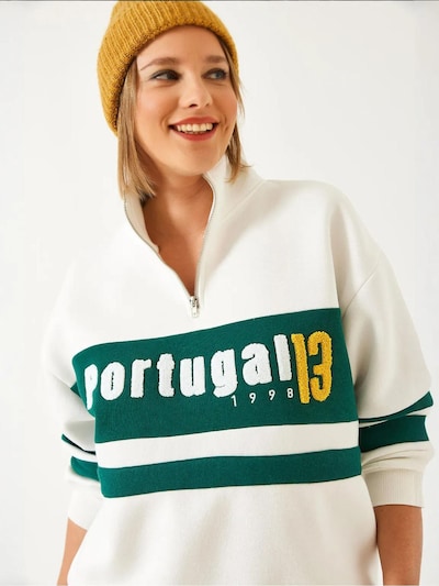 Bianco Lucci Sweatshirt in goldgelb / dunkelgrün / weiß, Produktansicht