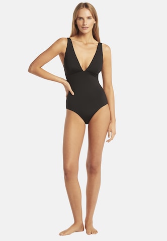 SEA LEVEL Triangel Badeanzug 'Essentials Longline' in Schwarz