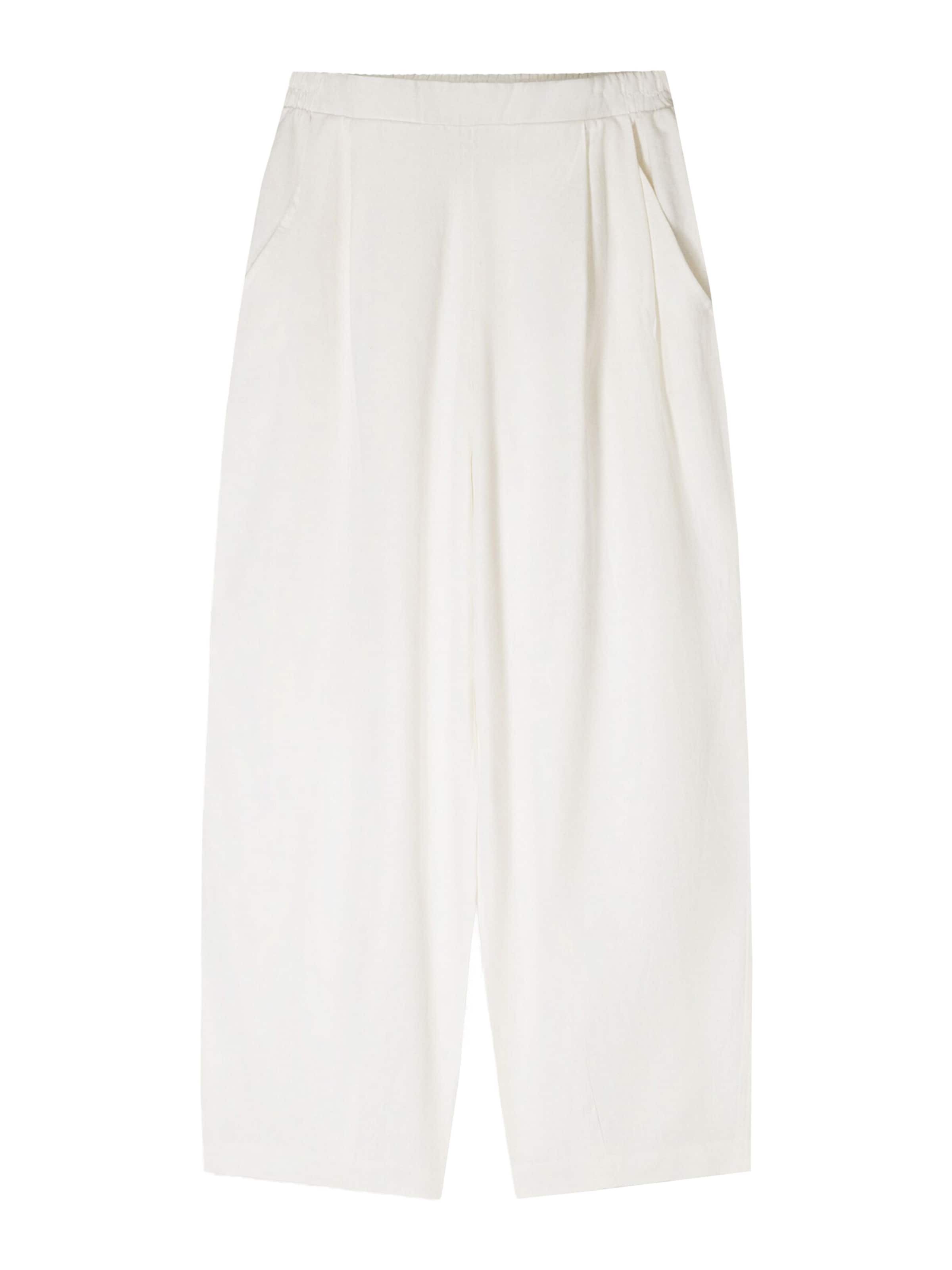 Bershka Szeroka nogawka Spodnie w kolorze biały: przód