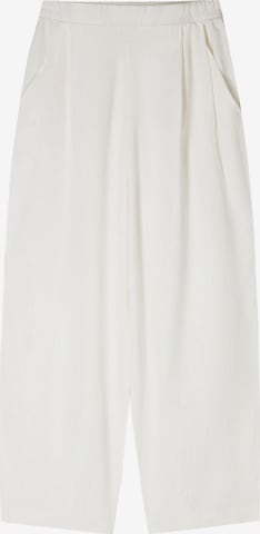 BershkaWide Leg/ Široke nogavice Hlače - bijela boja: prednji dio