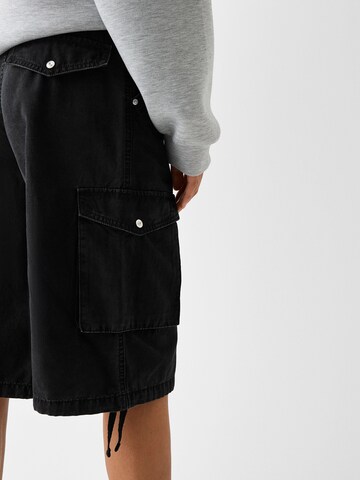 Bershka Wide Leg Shorts in Schwarz