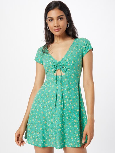 Rochie de vară 'Raela' Motel pe verde jad / verde kiwi / portocaliu / alb, Vizualizare model