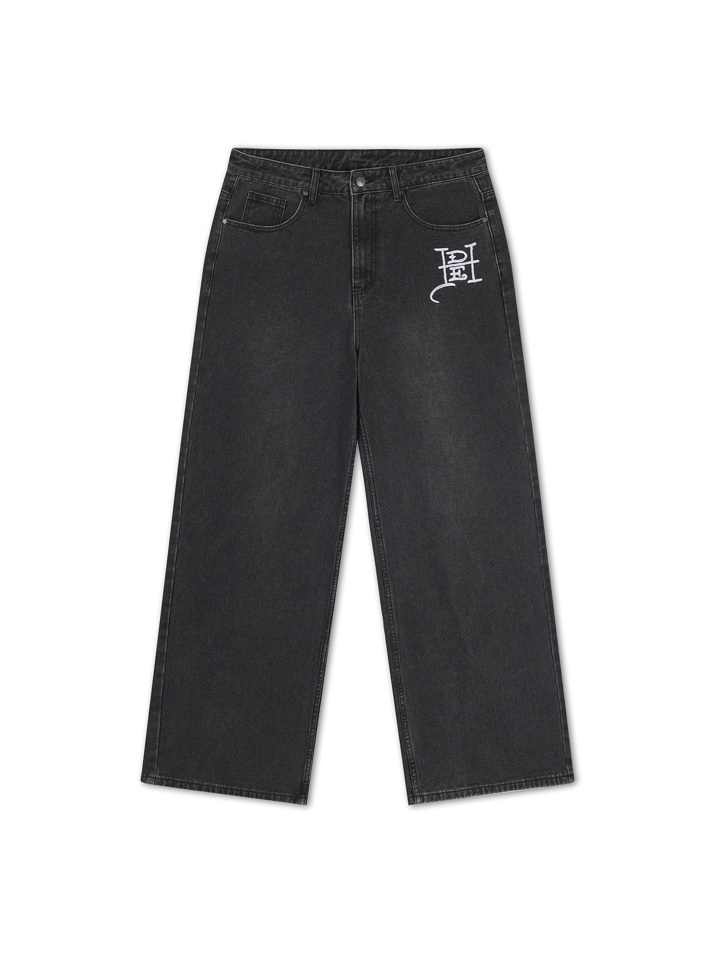 Ed Hardy - Loosefit Vaquero en negro: frente