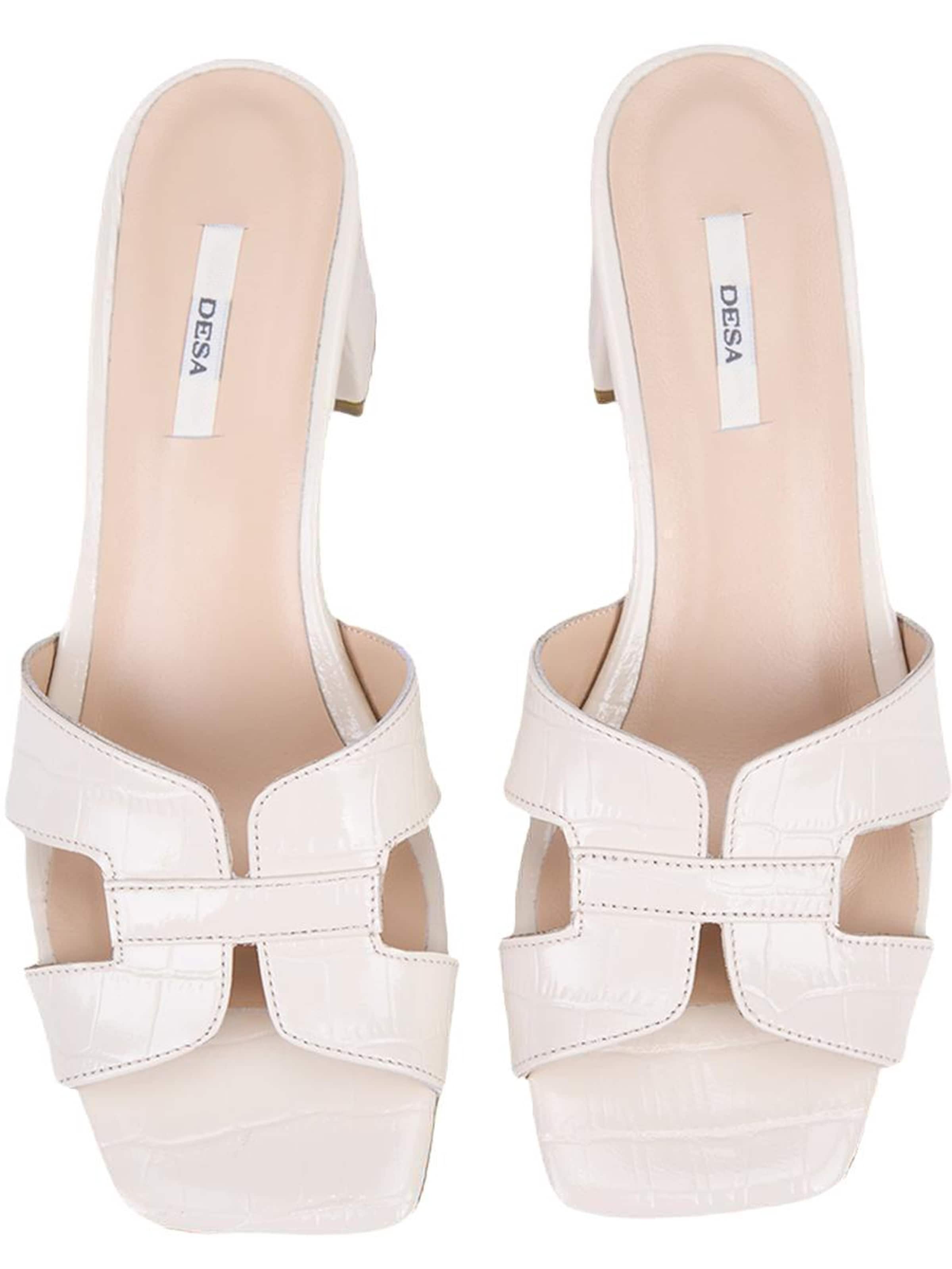 Desa - Zapatos abiertos 'DESA Damen-Sandalen aus Leder mit Kroko-Optik und Absatz' en beige