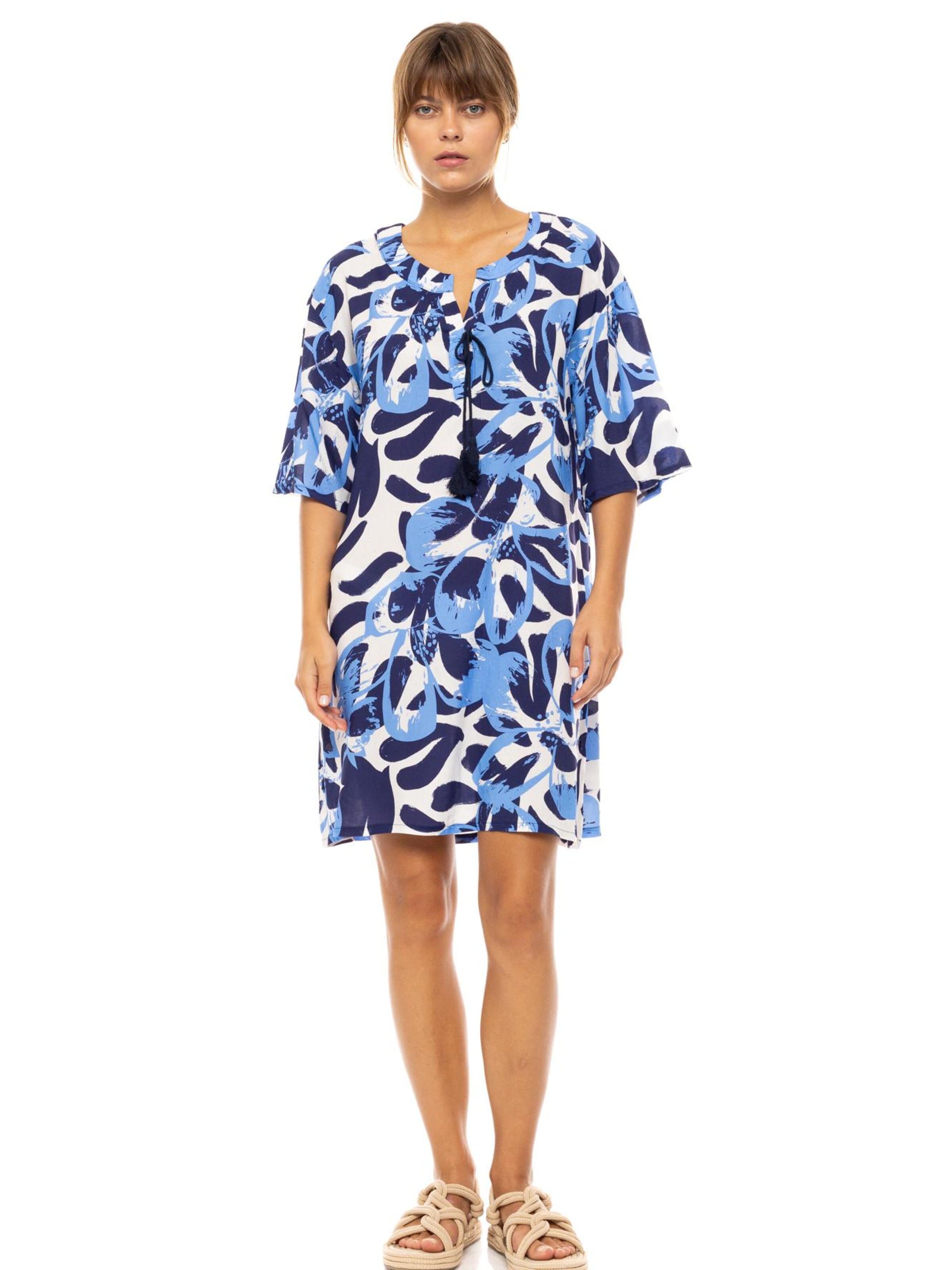 Abito estivo 'BEACHWEAR ABSTRACT FLORAL' di Pink Label in blu: frontale