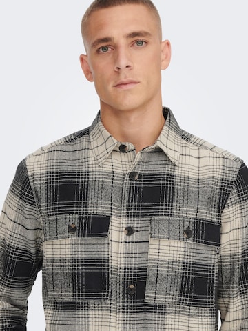 Only & Sons Regular fit Button Up Shirt 'Baz' in Grey