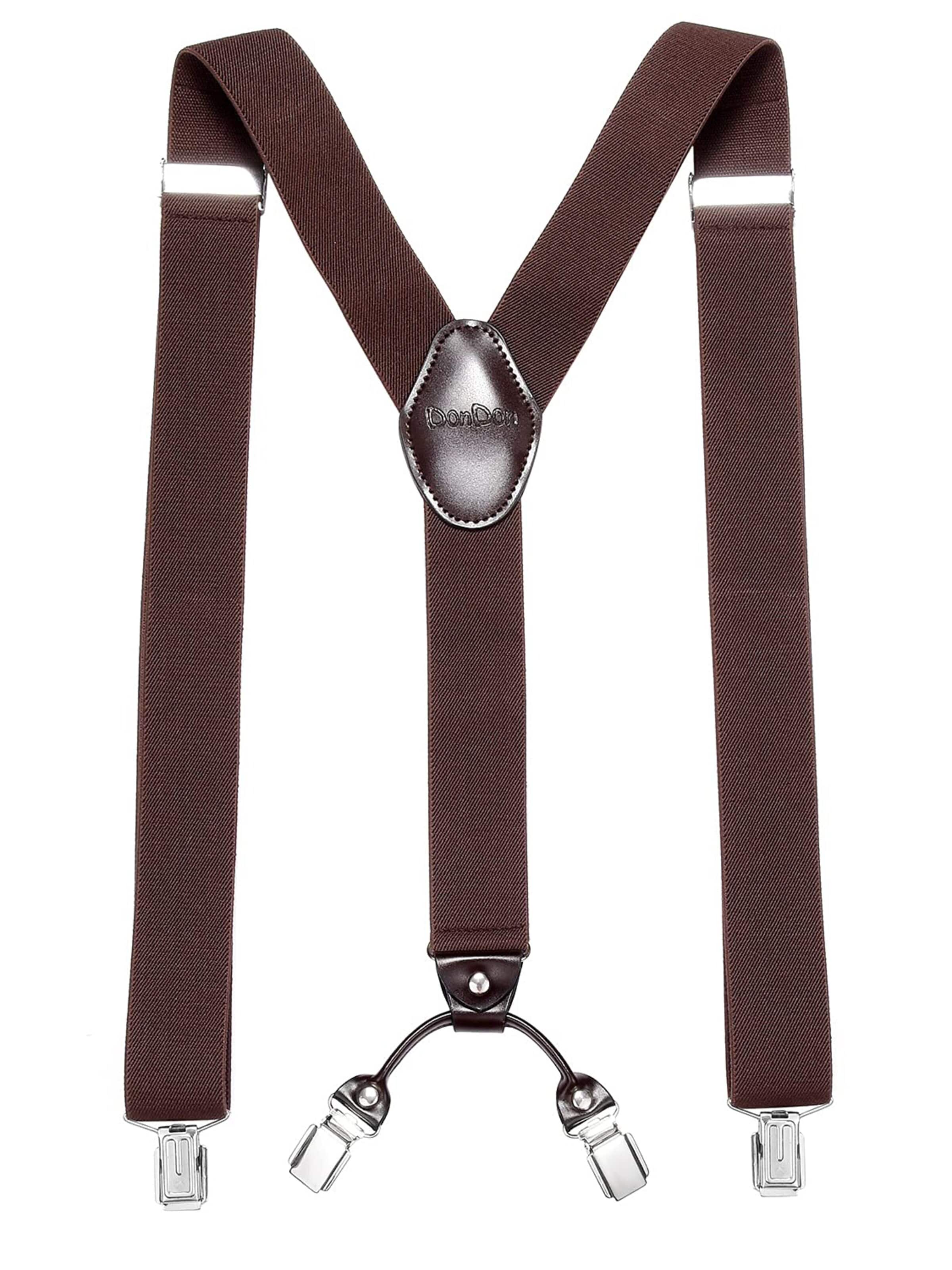 DonDon Suspenders in Brown: front