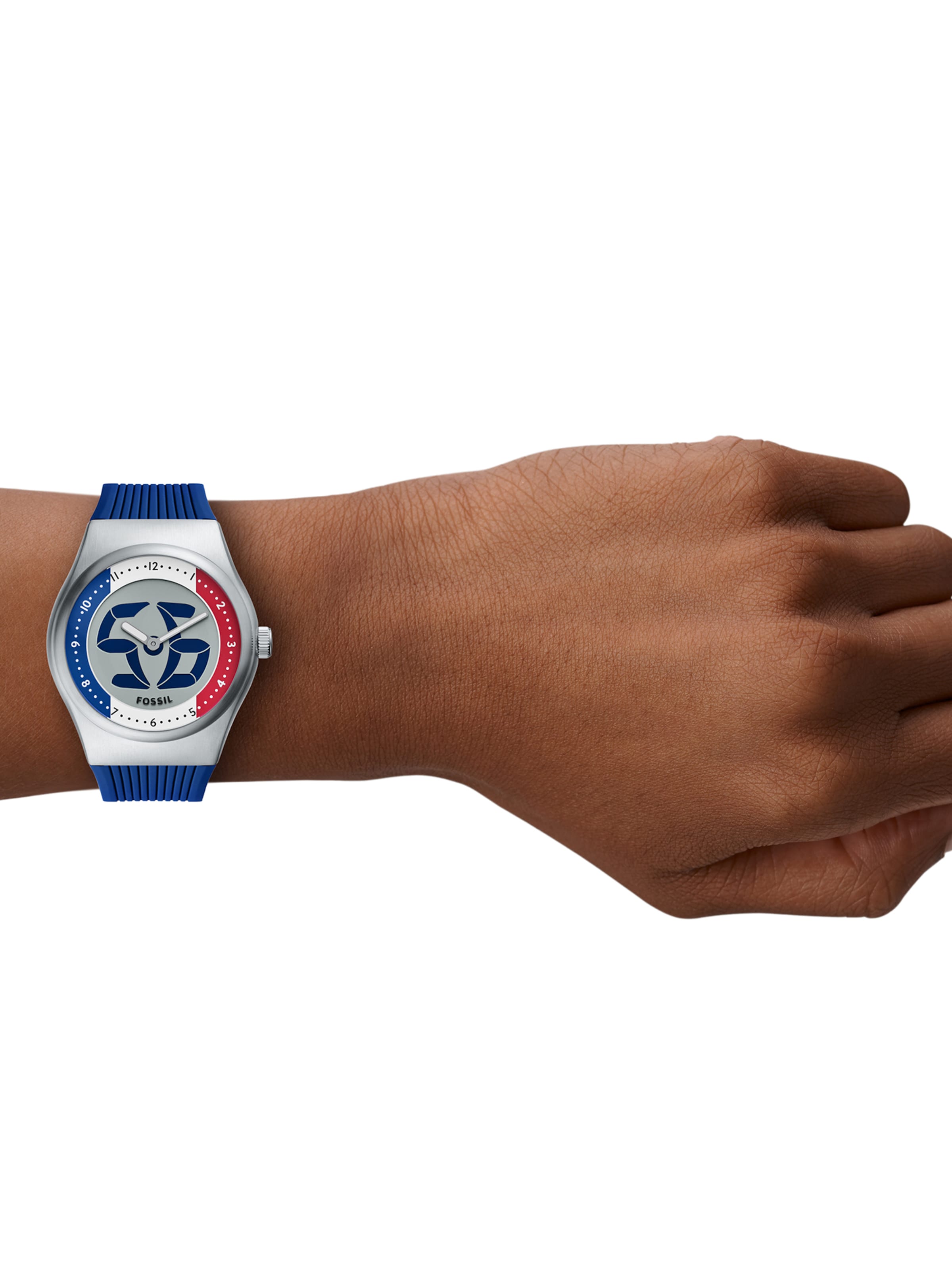 FOSSIL Analoog horloge 'ARCHIVAL BIG TIC - France' in Blauw