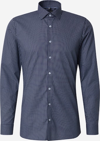 OLYMP - Corte superestrecho Camisa de negocios en azul: frente