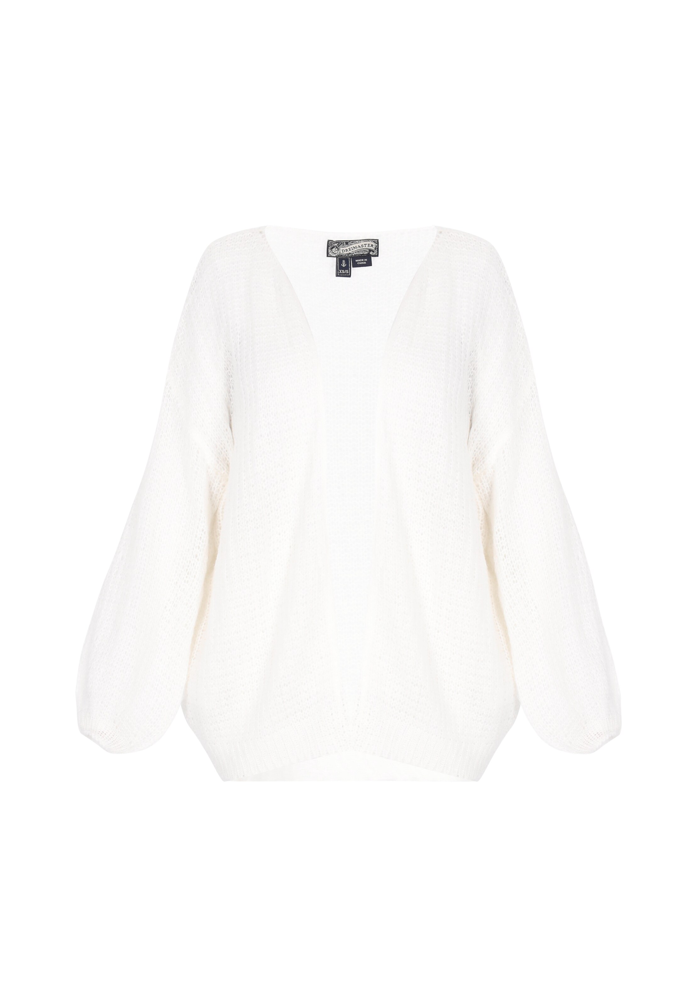 balts DreiMaster Vintage "Oversize" stila adīta jaka: no priekšpuses