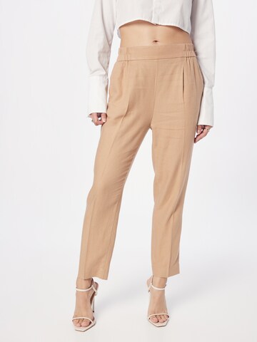 Sisley Regular Pleated Pants in Beige: front