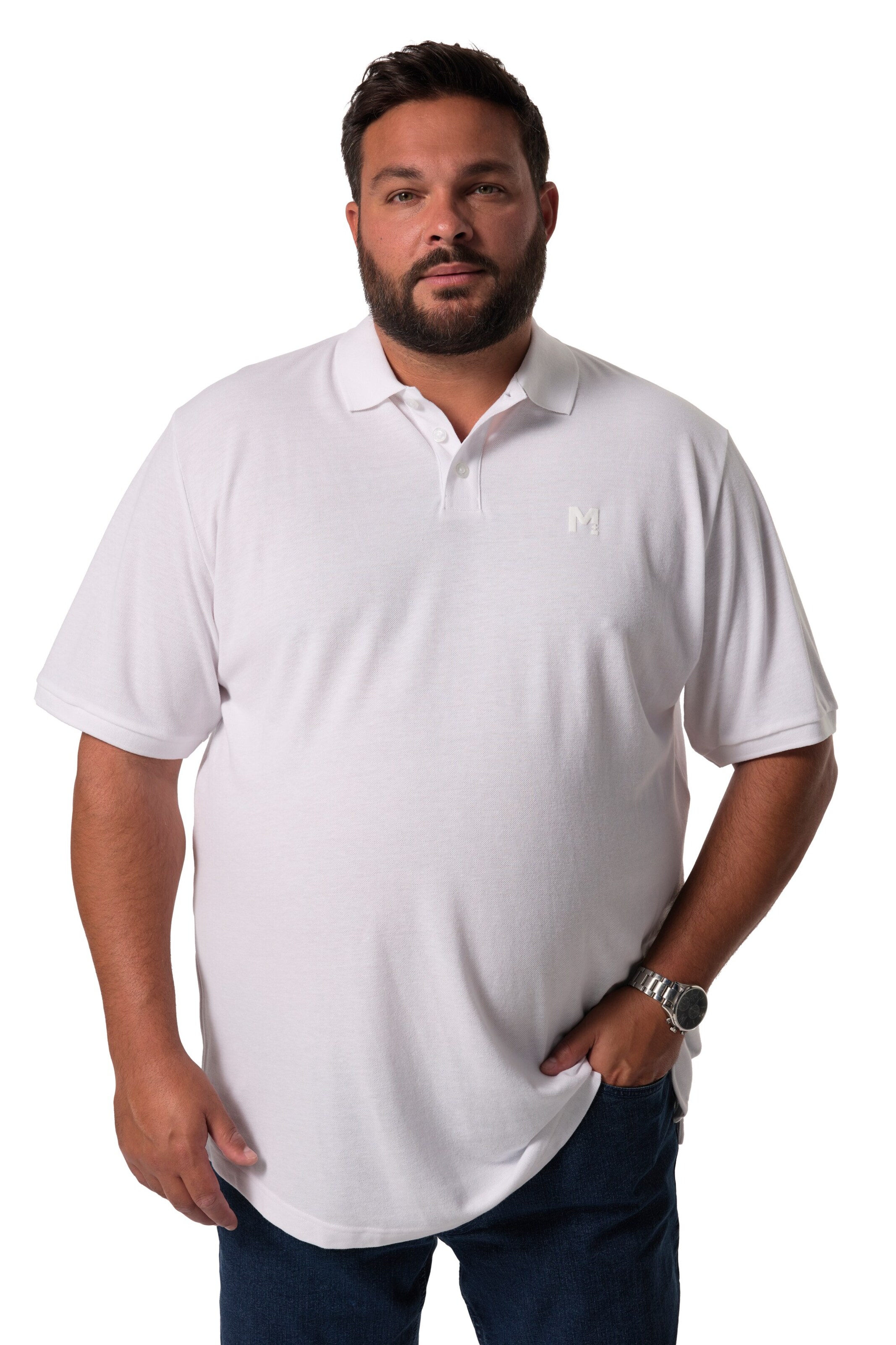Men Plus Shirt in White: front