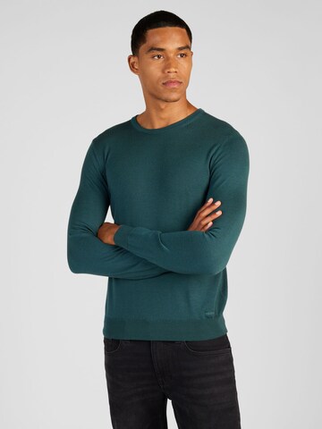 HUGO Пуловер 'San Cedric-M1' в зелено: отпред