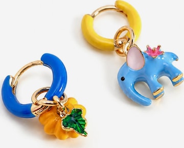 LanLivia Korvakoru 'Enchanted Elephant & Pumpkin Enamel Hoop Earrings' värissä sininen: etupuoli