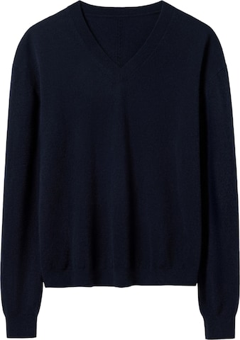 Lilysilk - Jersey 'Baby-Kaschmir Pullover mit V-Ausschnitt' en azul: frente