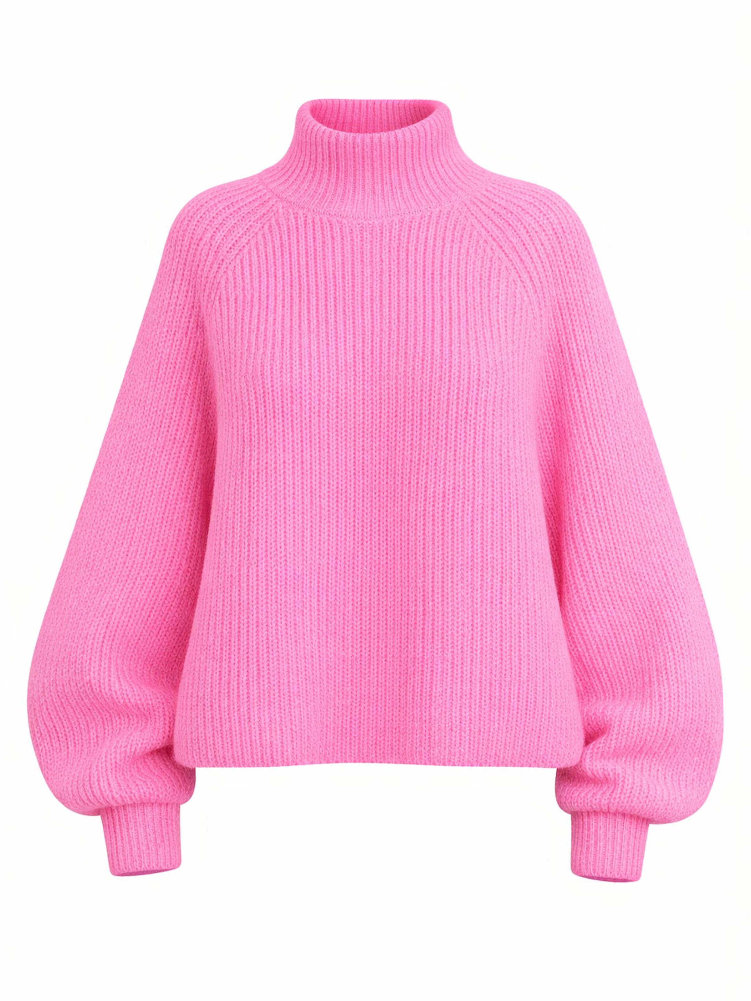 Worldclassca Oversizepullover 'Oversized Strickpullover mit Stehkragen'‌‌‌‌‌‌ in Pink: Vorderseite
