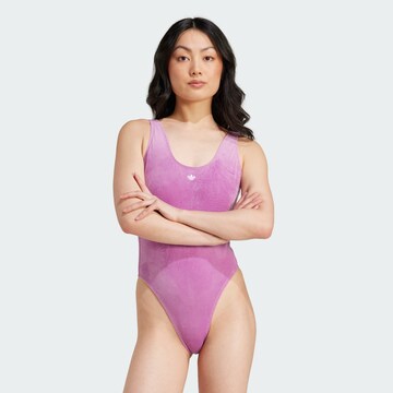 ADIDAS ORIGINALS Bralette Swimsuit 'Essentials' in Purple: front