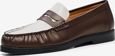 Bershka Loafer koossa 40 värissä suklaa / valkoinen, Tuotenäkymä