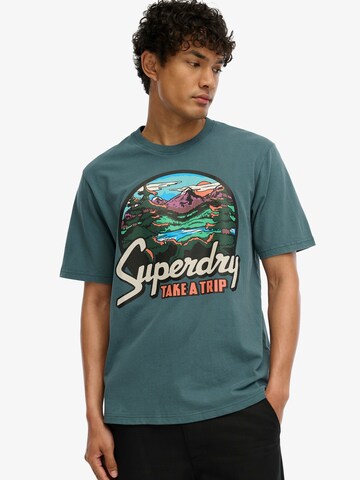 T-Shirt 'TRAVEL POSTCARD' Superdry & Co en bleu : devant