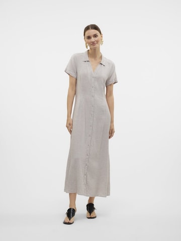 VERO MODA Jurk 'VERO MODA - VMLINN SS 7/8 VOLUME DRESS WVN - Dames - Maxi jurken' in Grijs: voorkant