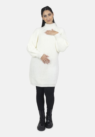 Elara Knit dress in White: front
