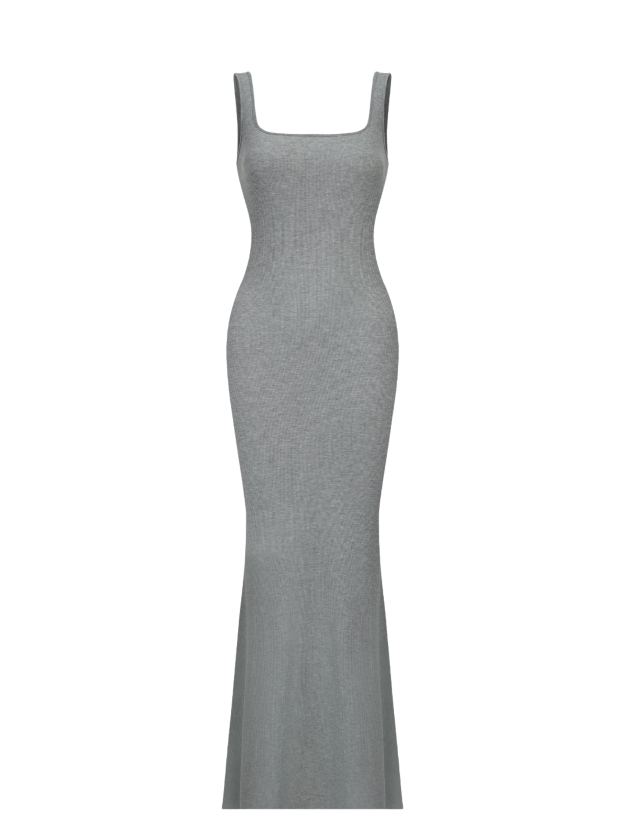 cfab (formerly creamy fabrics) Kleid 'Ribbed Tank Top Maxikleid'‌‌‌‌‌‌‌‌‌ in Grau: Vorderseite