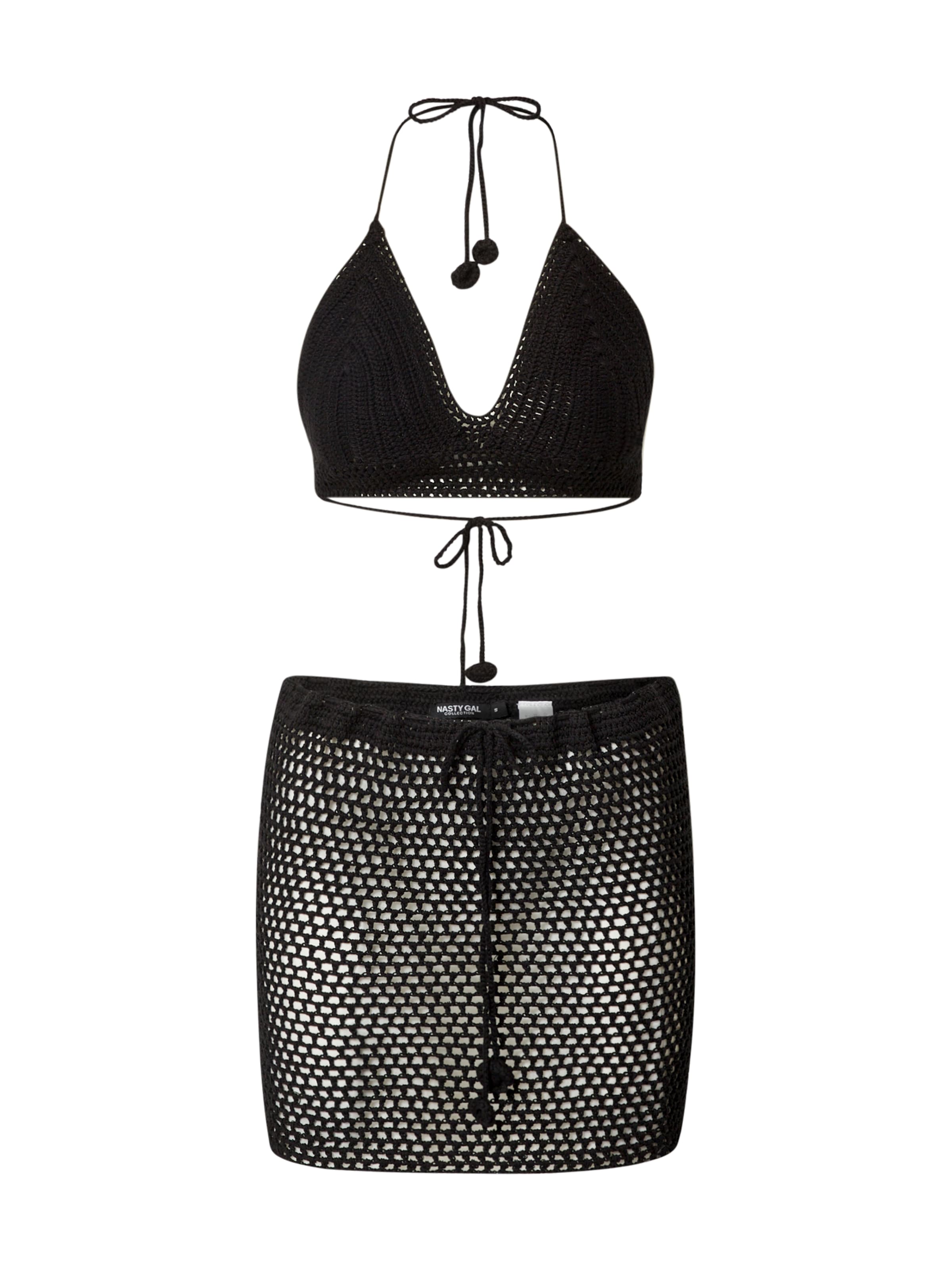 Nasty Gal Сутиен с триъгълни чашки Бански тип бикини в черно: отпред