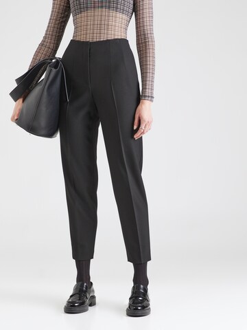 BOSS Regular Trousers with creases 'Tetisa' in Black: front