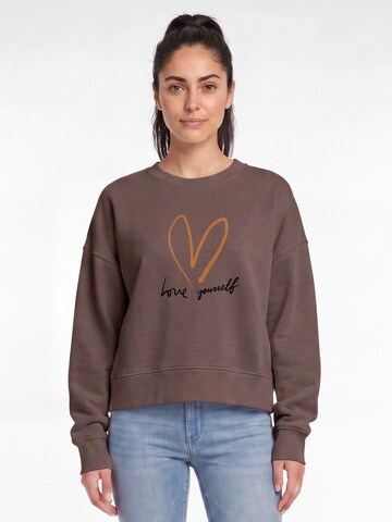 Watapparel Sweatshirt 'Self Love' in Brown: front