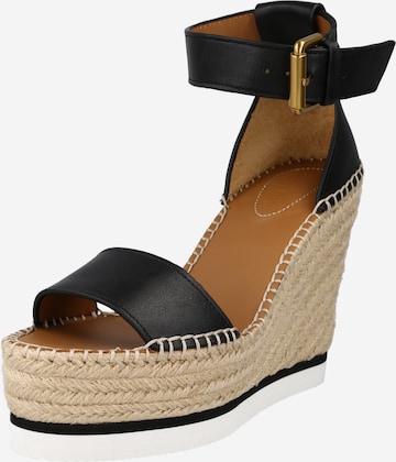 See by Chloé - Sandalias con hebilla 'GLYN' en negro: frente