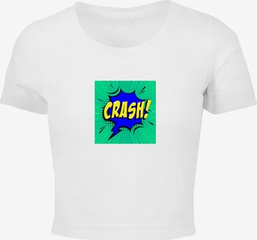 Merchcode Shirt 'Crash Comic' in Wit: voorkant