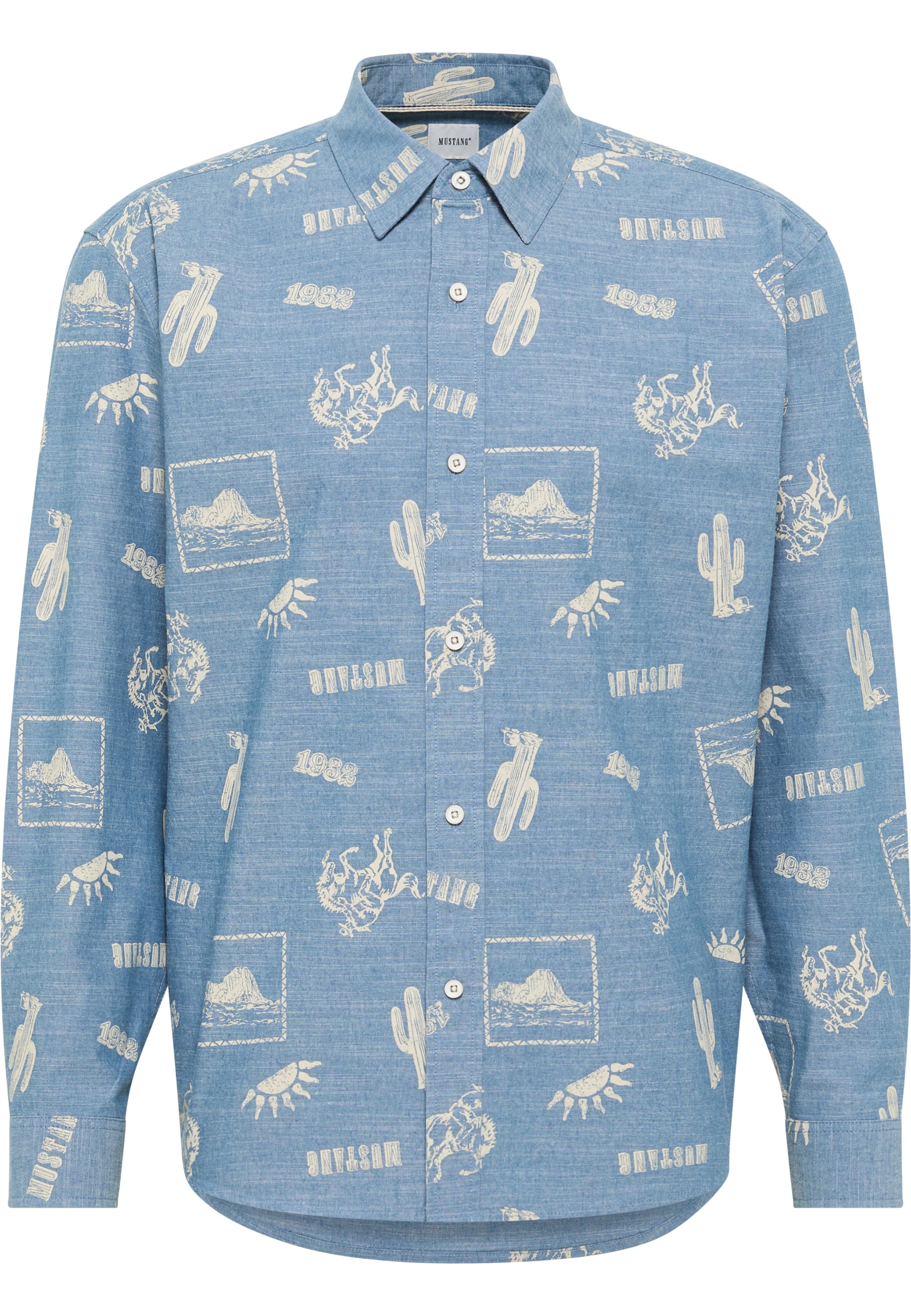MUSTANG Regular Fit Hemd in Blau: Vorderseite