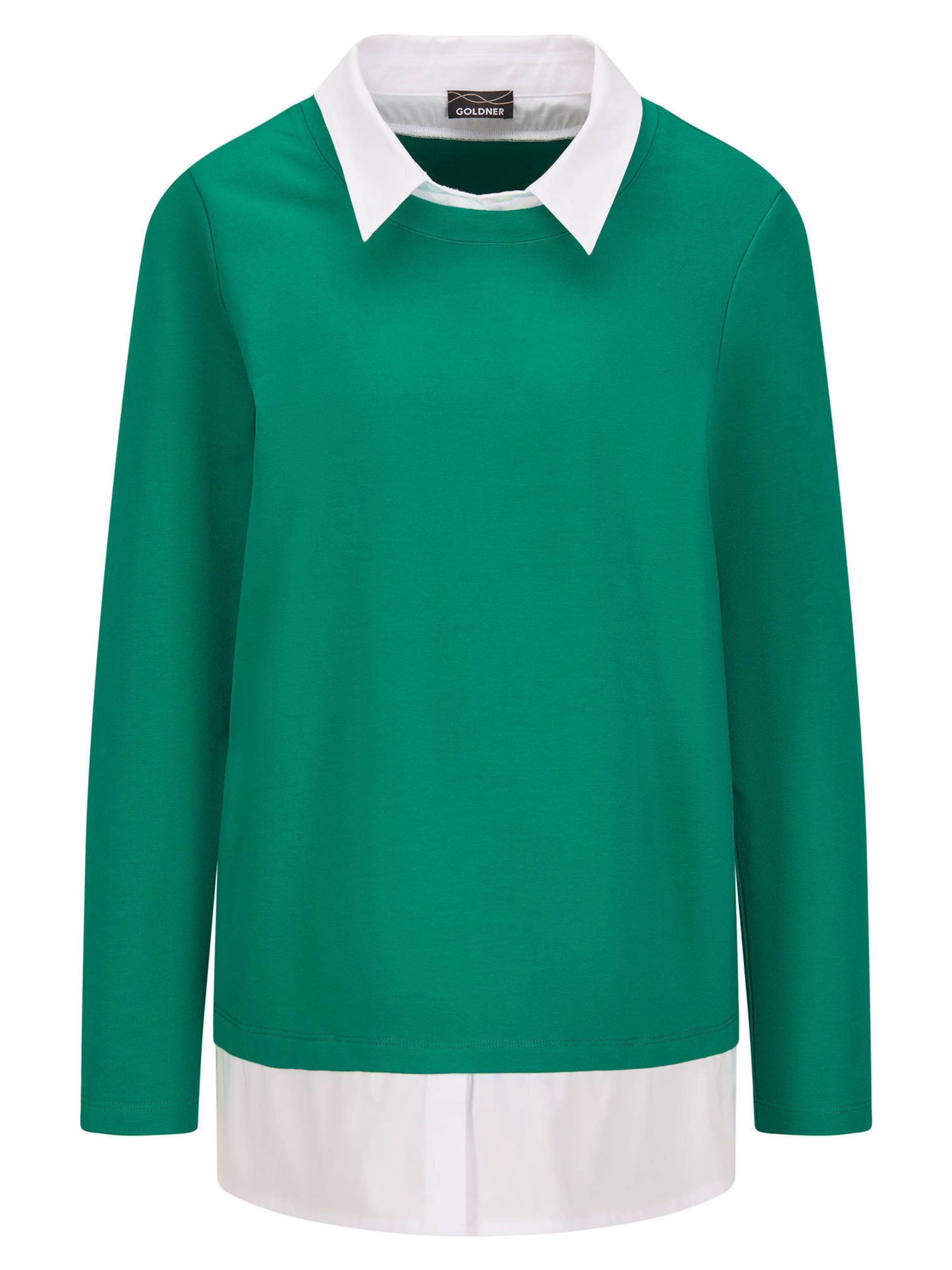 Goldner Sweat-shirt en émeraude / blanc, Vue avec produit