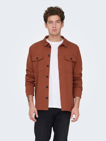 Only & Sons Regular fit Overhemd 'ONSNew Kodyl' in Bruin: voorkant