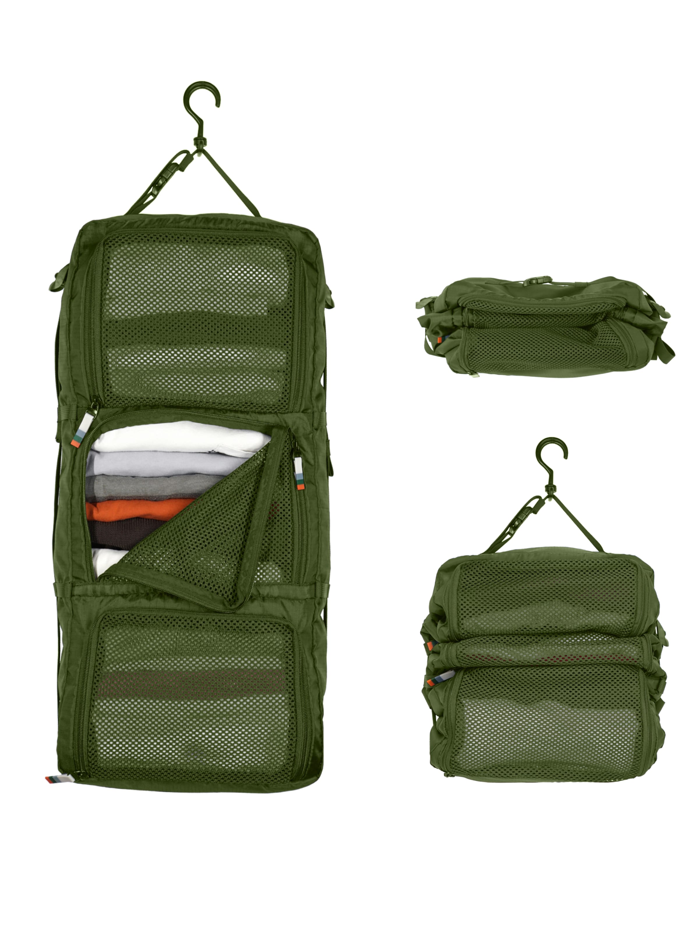 TRAVEL DUDE Reistas 'Hanging Packing Cube mit Kompression, Hängende Packwürfel für Rucksack und Koffer, Reise Regal in Schwarz' in Groen: voorkant