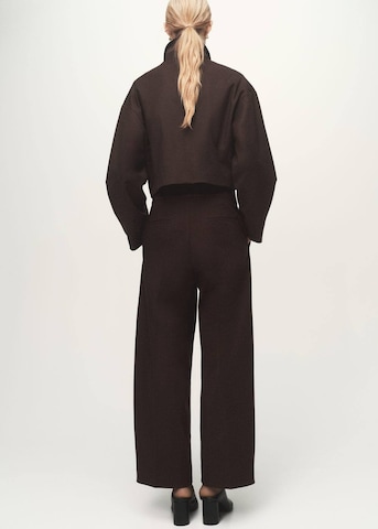 MANGO Wide leg Pleat-Front Pants 'Julia' in Brown