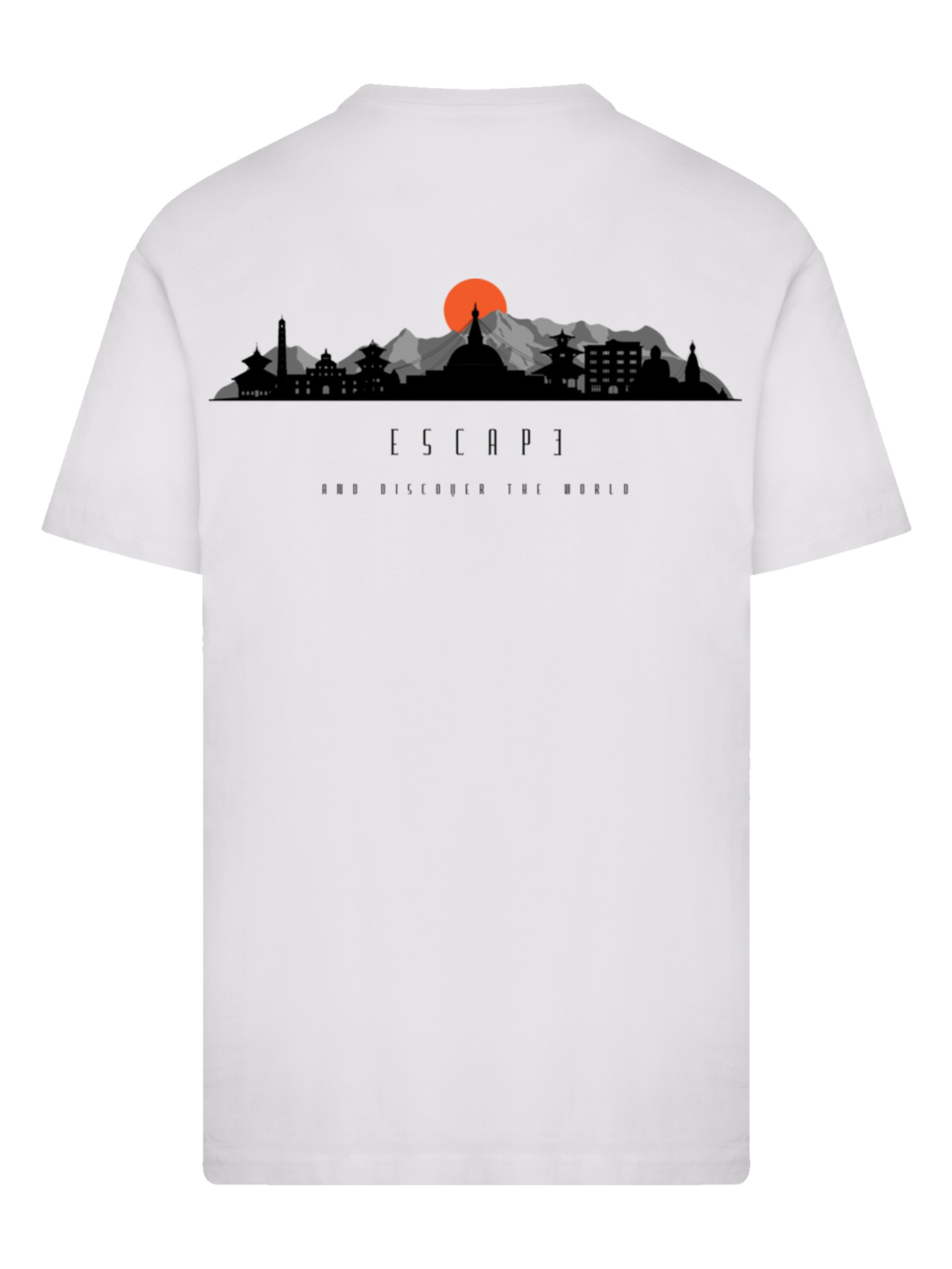 F4NT4STIC Shirt 'Escape Discover the World Asian Town' in Wit: voorkant