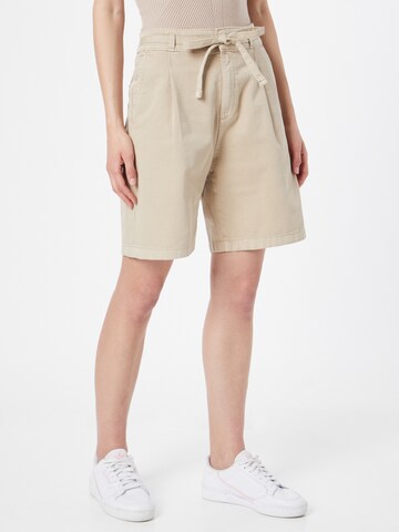 ESPRIT - Loosefit Pantalón plisado en beige: frente