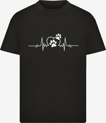 F4NT4STIC Shirt 'Heartbeat Dog Love' in Zwart: voorkant