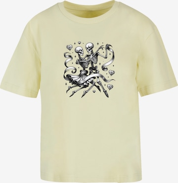 T-shirt 'Skelettpaar Tanzt Mit Band' F4NT4STIC en jaune : devant