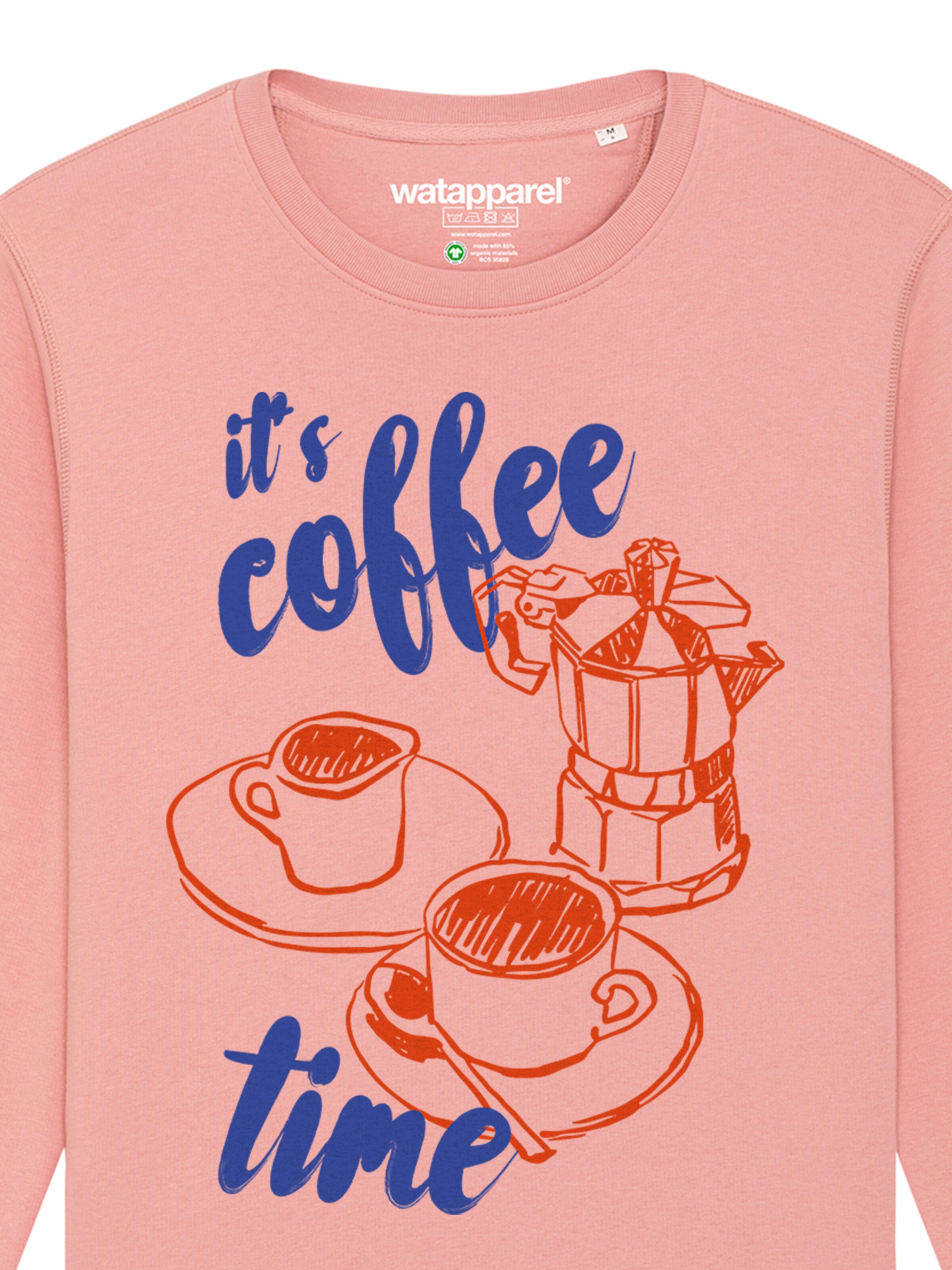 Watapparel Sweatshirt 'Its Coffee Time' in Pink