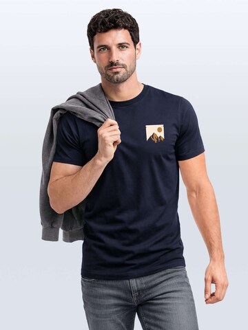 Neverless Shirt 'Mointain Badge' in Blue