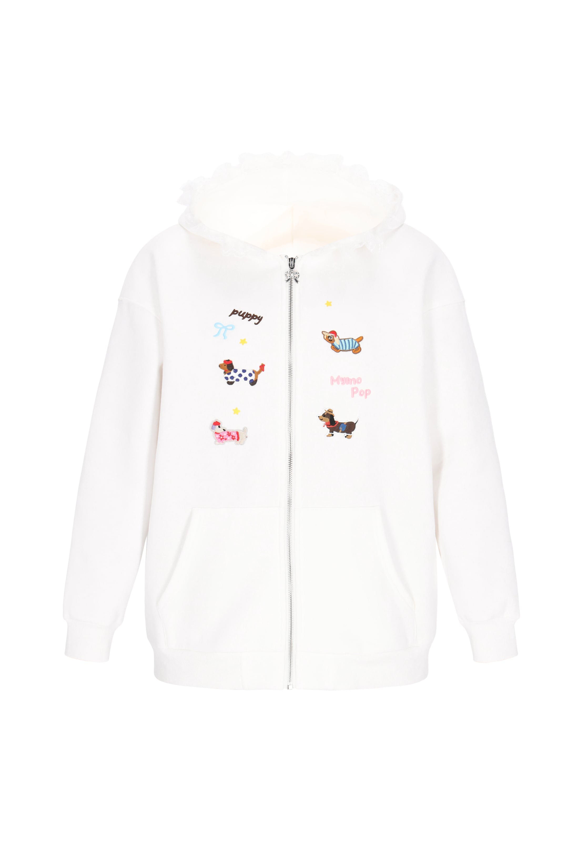 MYMO - Sudadera con cremallera 'Pop' en blanco: frente