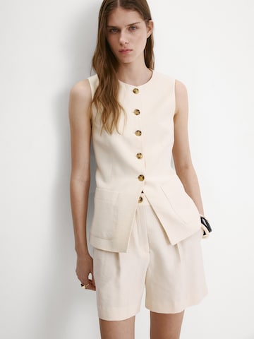 MANGO Regular Bandplooibroek 'NAPOLI' in Beige: voorkant