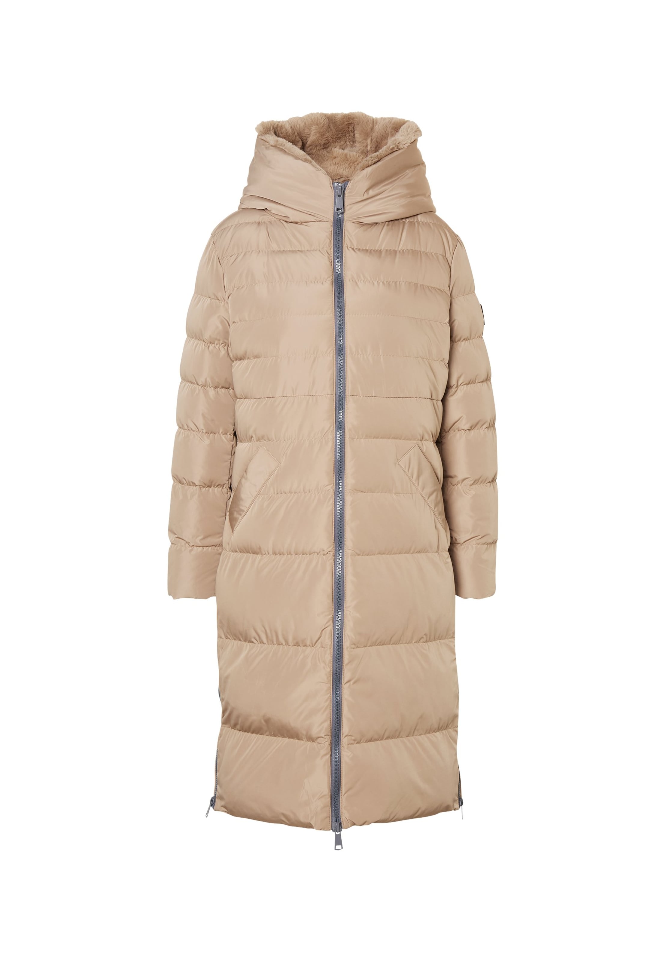RINO & PELLE Mantel 'Keilafur' in Beige: Vorderseite