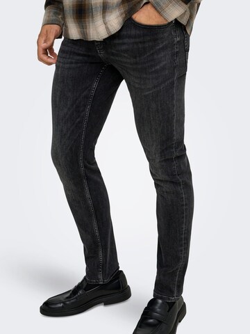 Only & Sons Slimfit Jeans 'ONSLoom' in Zwart