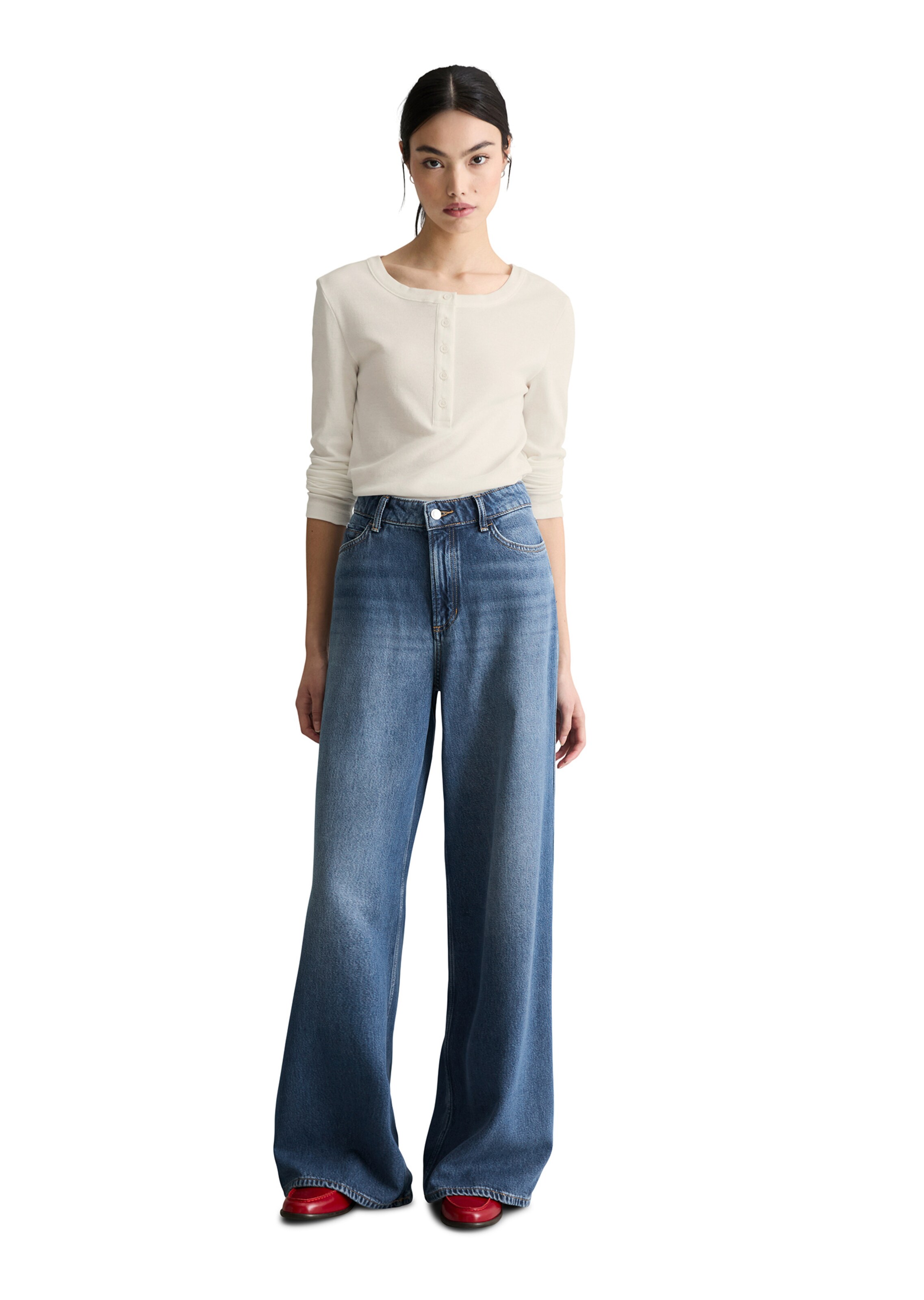 Marc O'Polo DENIM Wide Leg Jeans 'Anjo' in Blau
